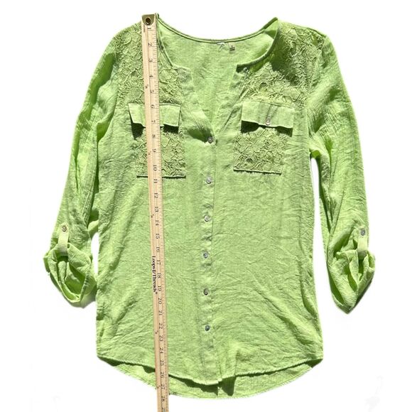 NY Collection Coastal Summertime Top Light Green Breathable Women’s Blouse S - Picture 6 of 7